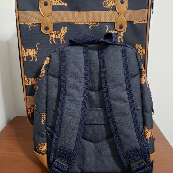 Blue and Tan Dog Print Backpack with Durable Fabric - Picture 2 of 12